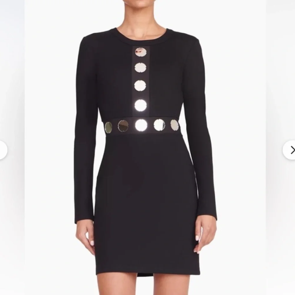 New NWT STAUD Asher Mirror Minidress Black Sz L - Picture 5 of 12